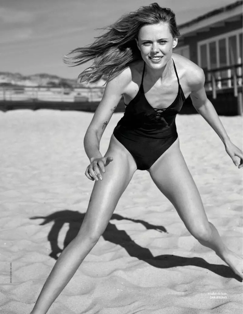 Frida Gustavsson Chases the Sun sa Swim Fashions para sa ELLE France