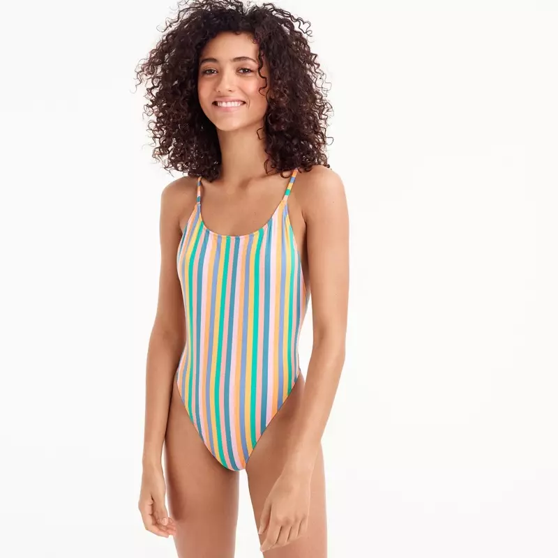 J. Crew Playa Casnewydd Swimsuit Striped Un Darn $54.50