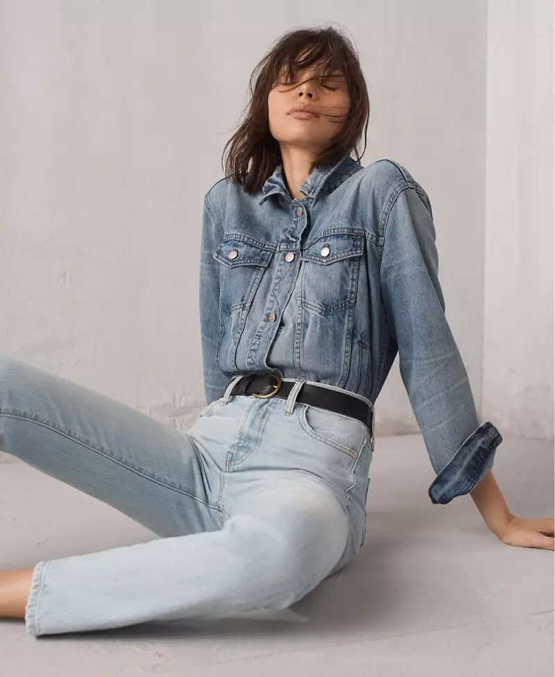 Madewell The Boxy-Crop Jean Jacket ve Woodcourt Wash, The Perfect Summer Jean ve Fitzgerald Wash a Medium Perfect Leather Belt