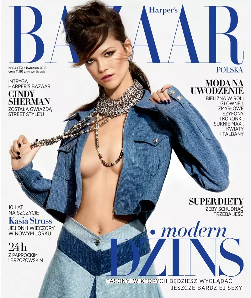 Kasia Struss på Harper's Bazaar Polen april 2016 Forside