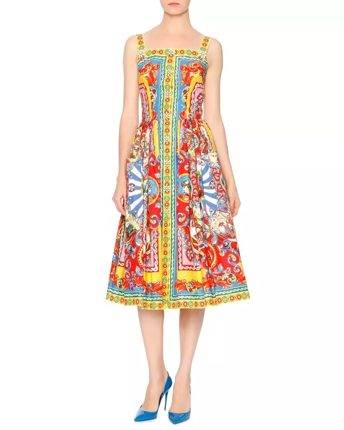 Dolce & Gabbana Mouwloze Caretto Print Jurk