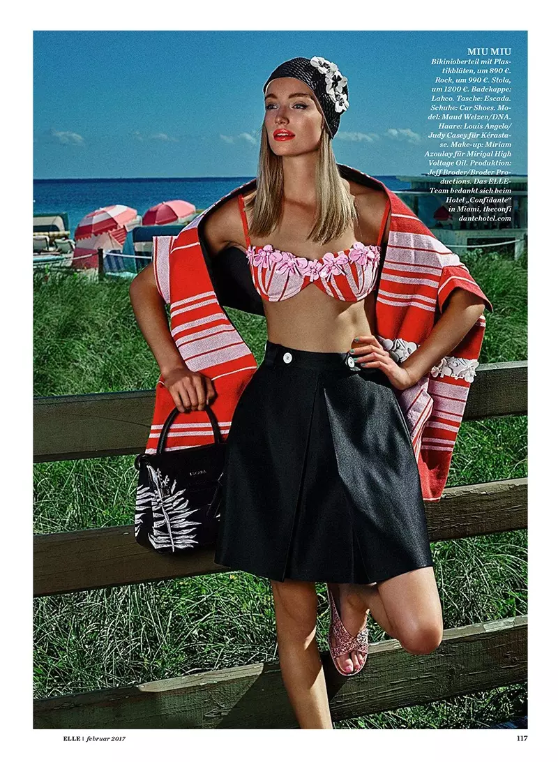 Maud Welzen Models Retro Poolside Styles untuk ELLE Jerman