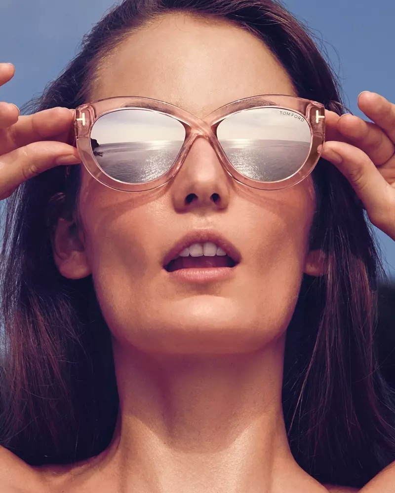 Tom Ford Diane linèt solèy transparan papiyon acetate