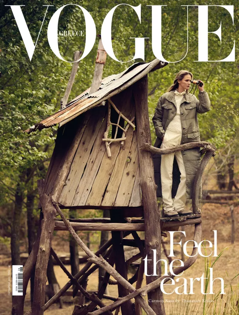Carmen Kass modelează stiluri de toamnă pentru Vogue Grecia