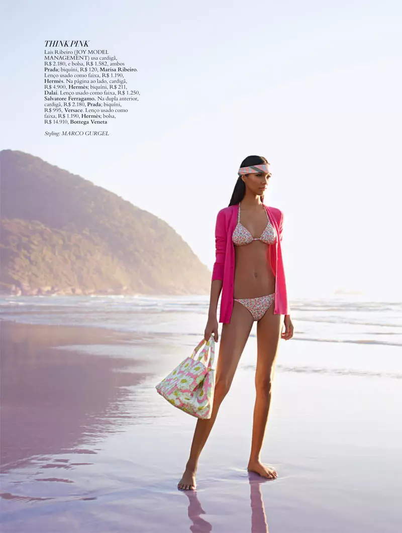 Lais Ribeiro Dons Flirtatious Pastels mo Harper's Bazaar Pasila Ianuari 2013