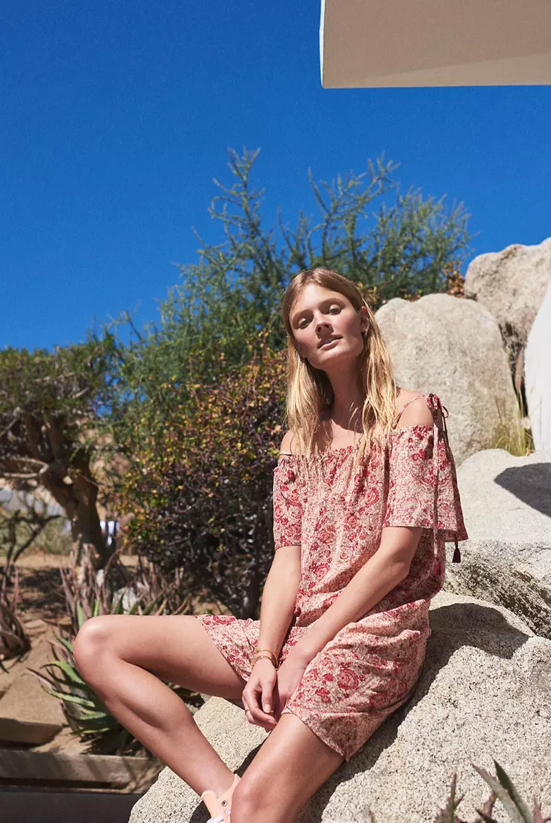 Vestido de hombros descubiertos de Madewell en cachemir acuarela