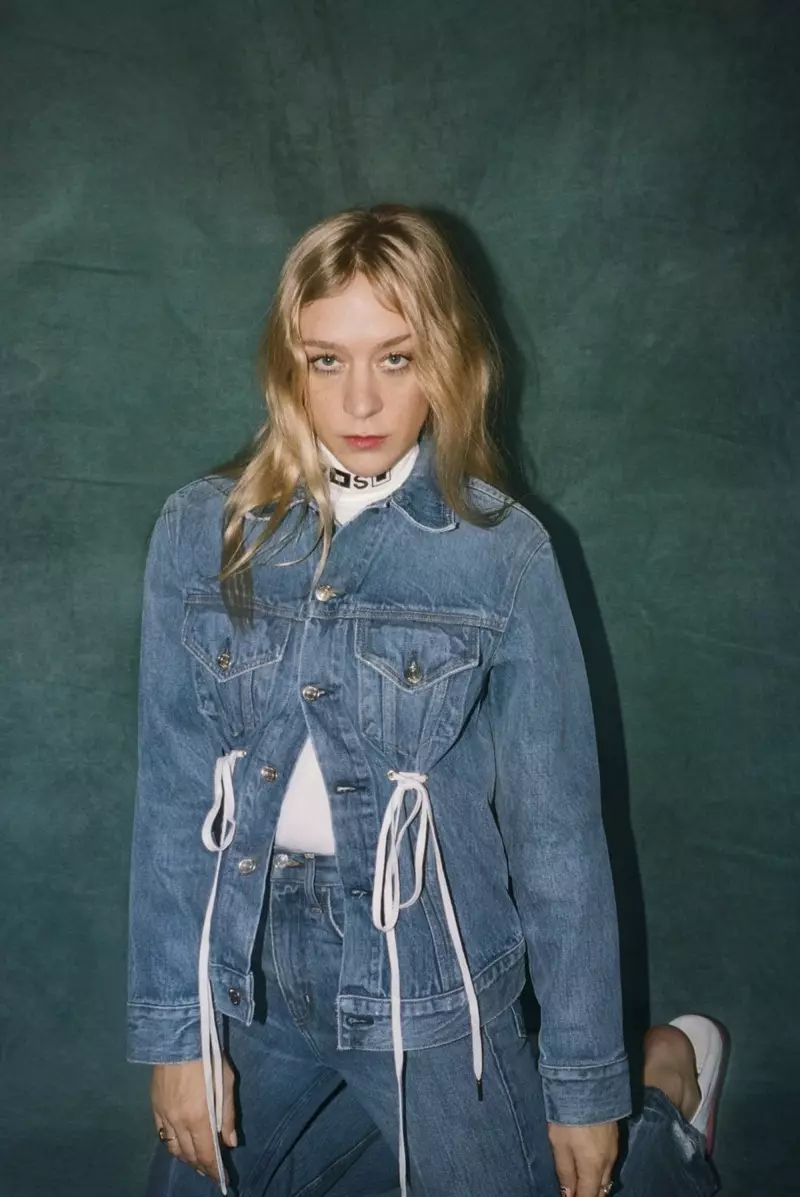 Chloe Sevigny hnav denim zoo los ntawm PSWL los ntawm Proenza Schouler