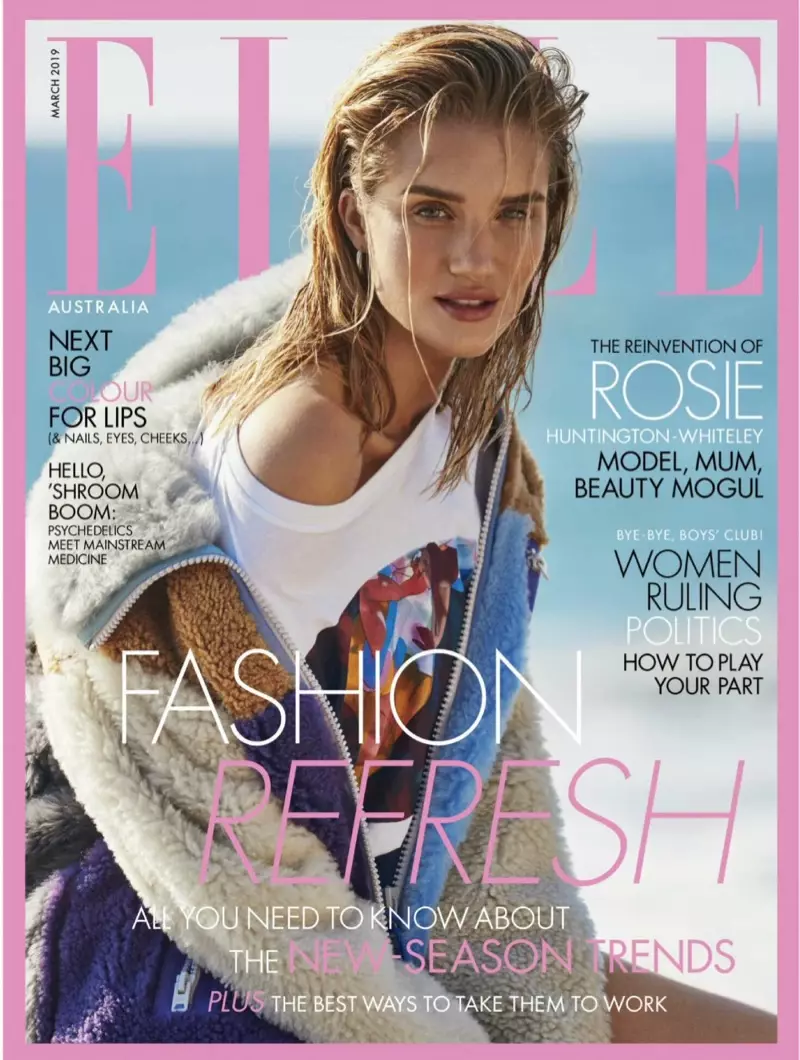 Rosie Huntington-Whiteley pose dans Beach Styles pour ELLE Australie