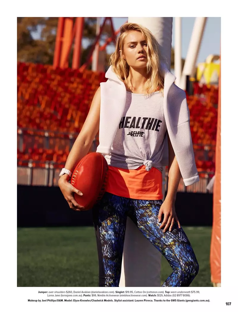 Elyse Knowles gëtt sportlech fir Cosmopolitan Australien