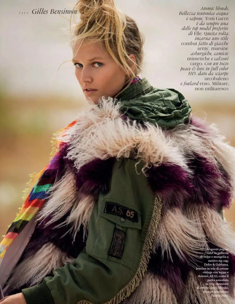 සීතල කාලගුණය තුළ Toni Garrn Layers Up ELLE Italy සඳහා බලයි