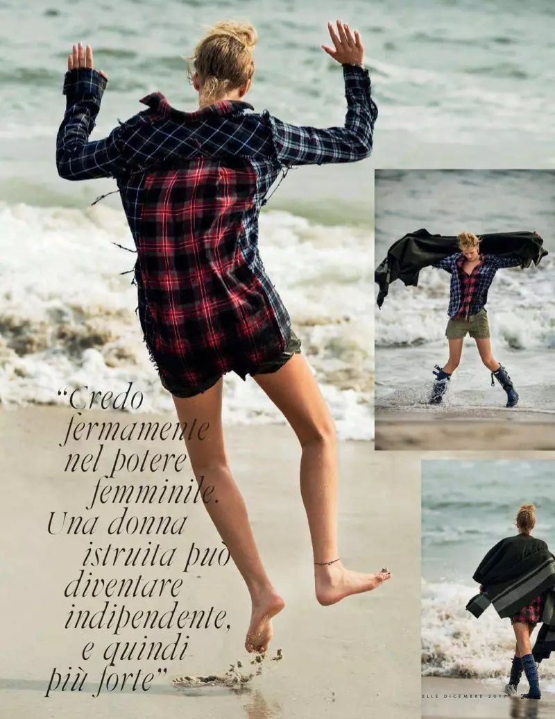 Toni Garrn Soyuq Havada Layers Up ELLE Italy axtarır