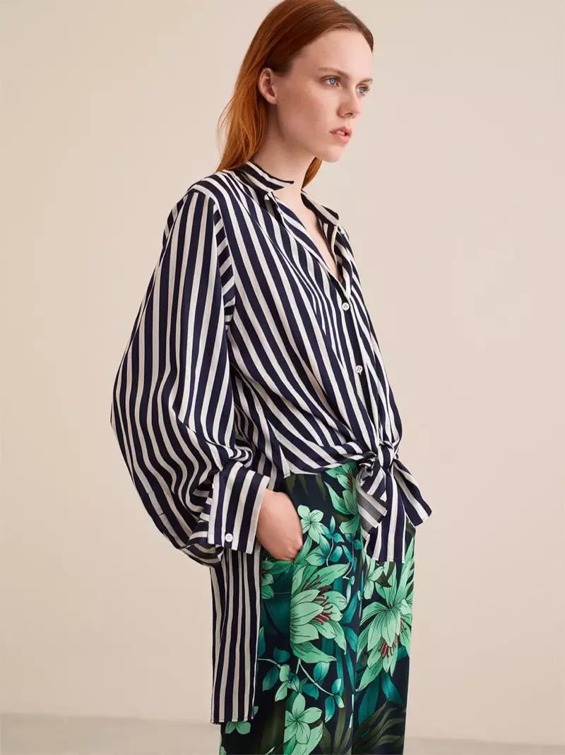 Zara Camisa listrada e calça com estampa floral