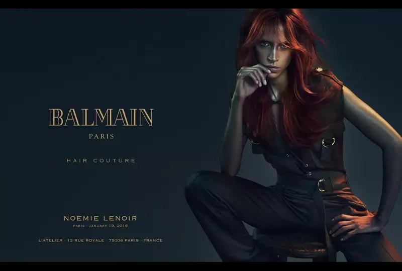 Noemie Lenoir glumi u kampanji Balmain Hair Couture proljeće-ljeto 2016.