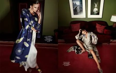 Georgia Fowler ស្លៀកពាក់ Pajama នៅក្នុង Marie Claire Russia ដោយ Jack Waterlot