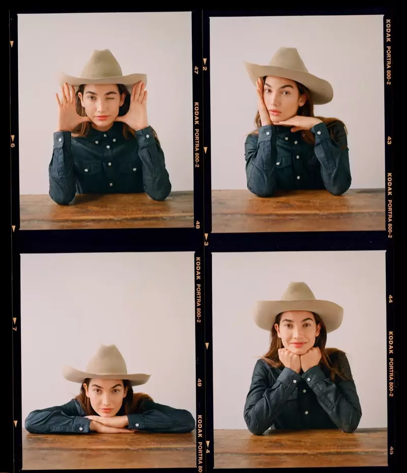 Lily Aldridge pran Style Western pou PORTER Edit