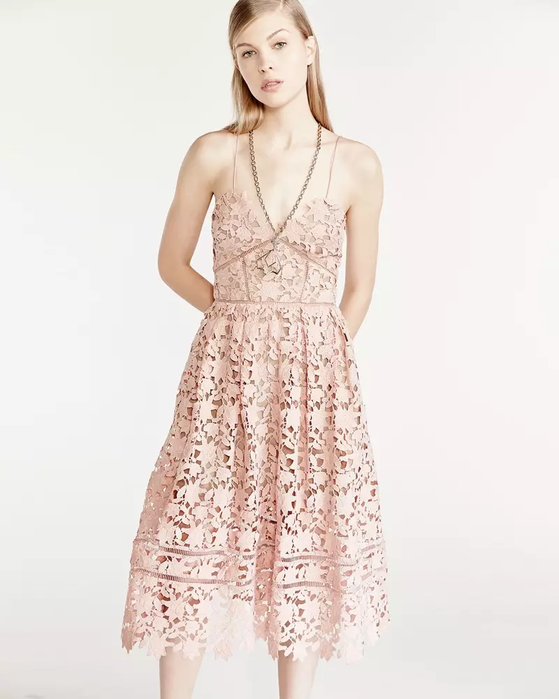 Potret Diri Azaelea Guipure-Lace Illusion Dress in Pink