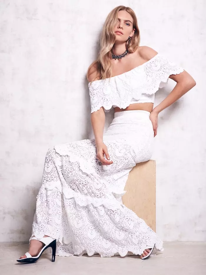 Noční čepice White Spanish Lace Maxi Set k dispozici za $ 594,00