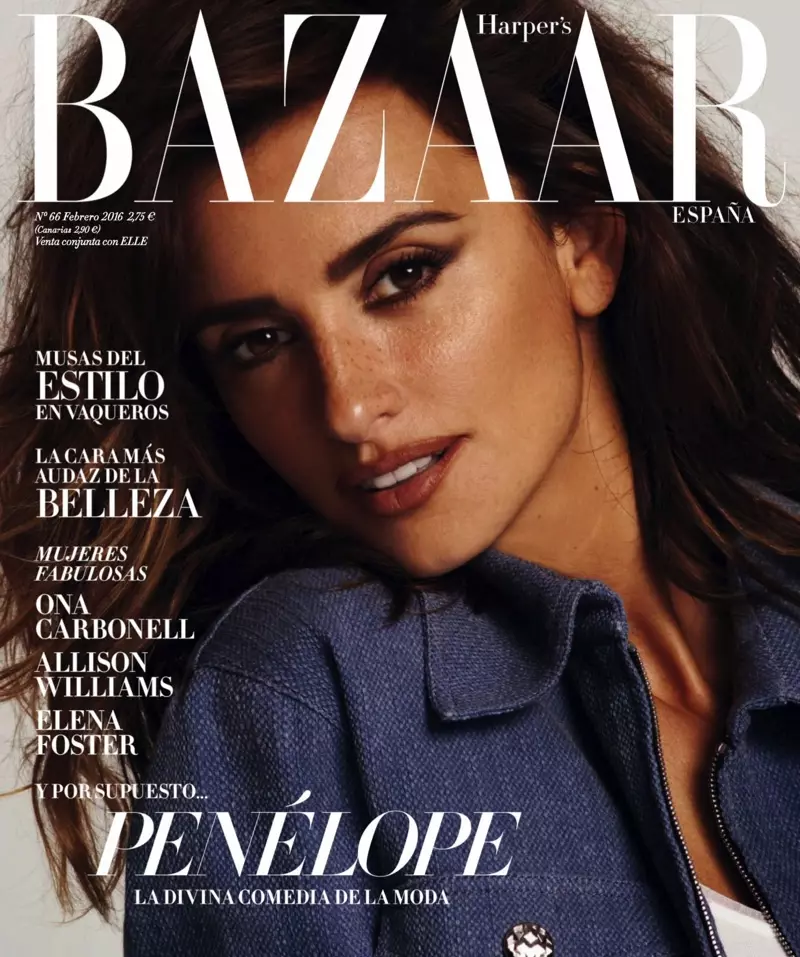 Penelope Cruz di Harper's Bazaar Spanyol sampul Februari 2016