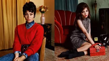 Elle Fanning & Rowan Blanchard Front Miu Miu's Fall 2018 Kampanja