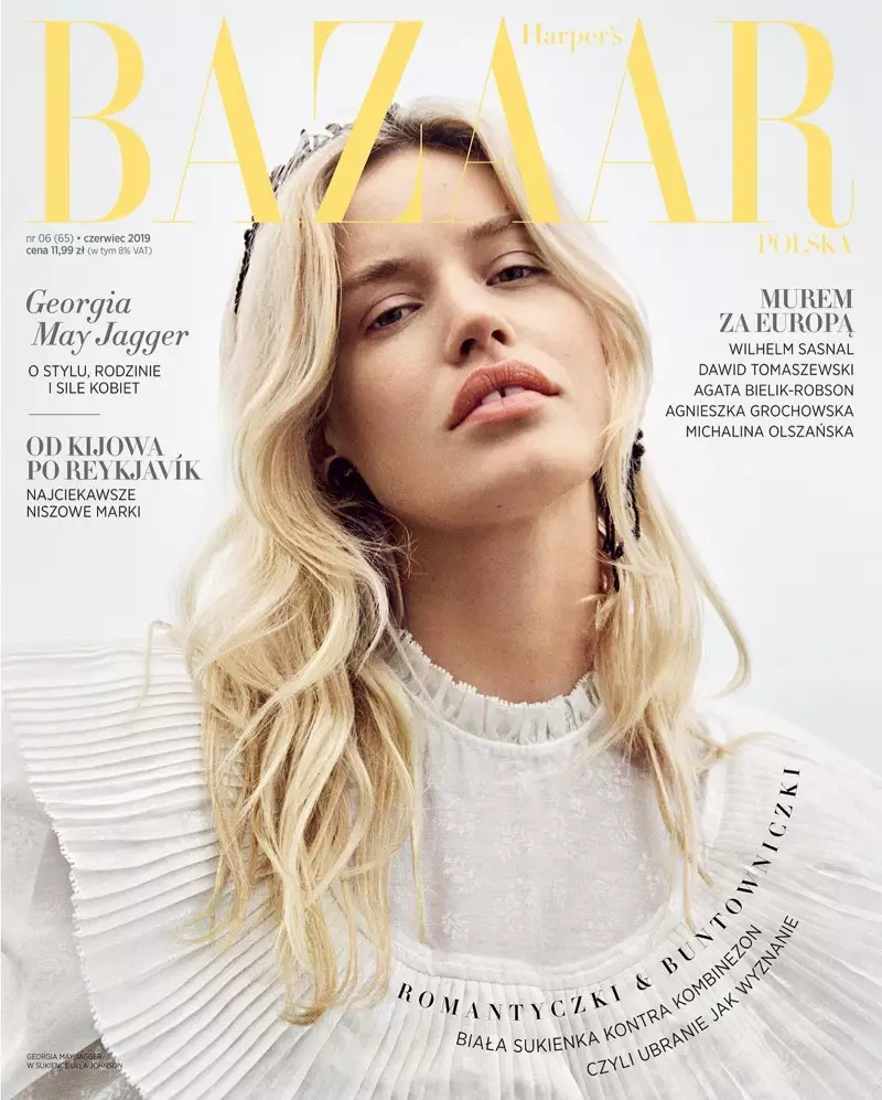 ဂျော်ဂျီယာ May Jagger သည် Harper's Bazaar Poland အတွက် ပေါ့ပါးပြီး လေ၀င်လေထွက်ကောင်းသည့် အသွင်ဆောင်သည်။