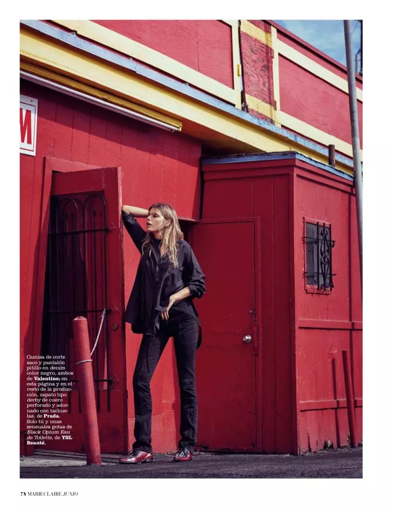 Maryna Linchuk Rocks Denim Fittex għal Marie Claire Spanja