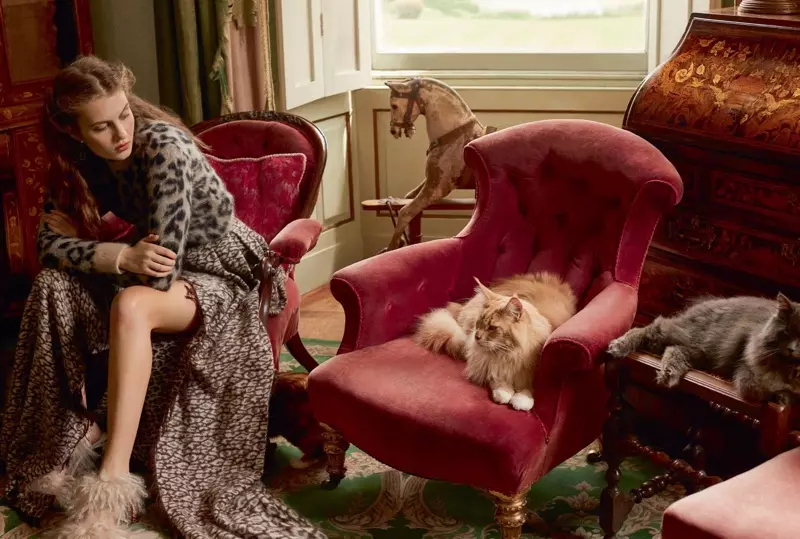 Si Florence Kosky usa ka Fashionable Cat Lady para sa Harper's Bazaar UK