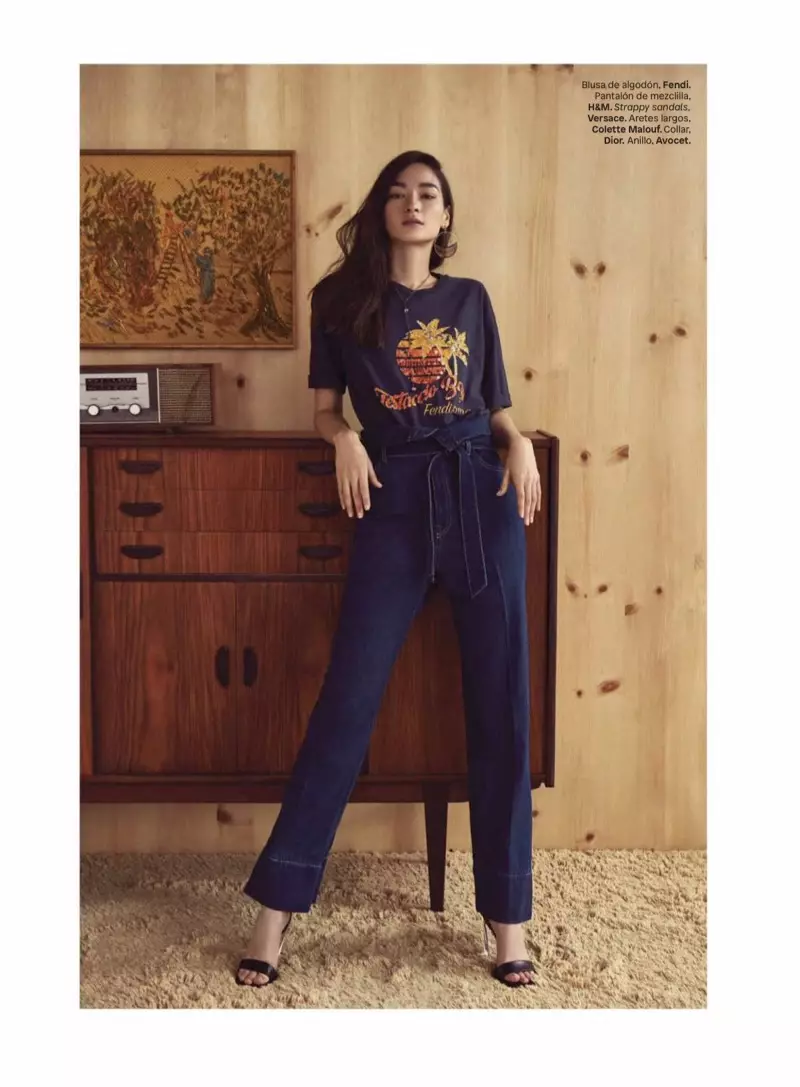 Bruna Tenorio Models 70's Akafuridzirwa Denim yeGlamour Mexico