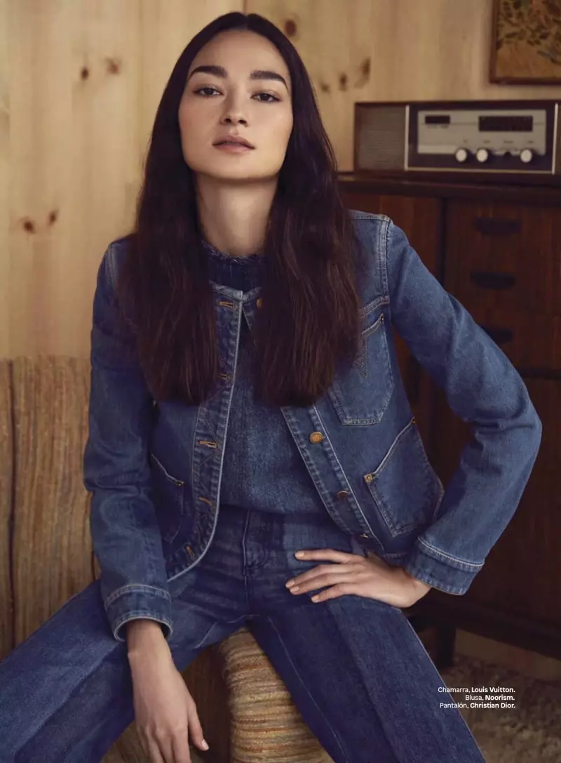 Bruna Tenorio Models 70's Inspired Denim kuri Glamour Mexico