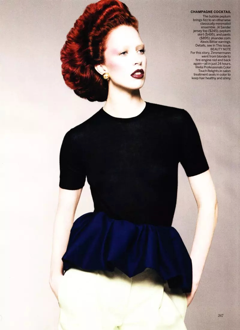 Raquel Zimmermann pa David Sims pou Vogue US Desanm 2010