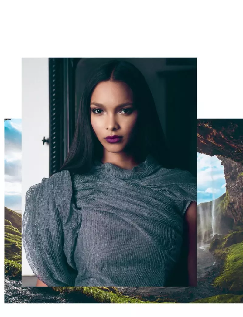 Lais Ribeiro posiert in einem hochgeschlossenen Kleid von Rick Owens