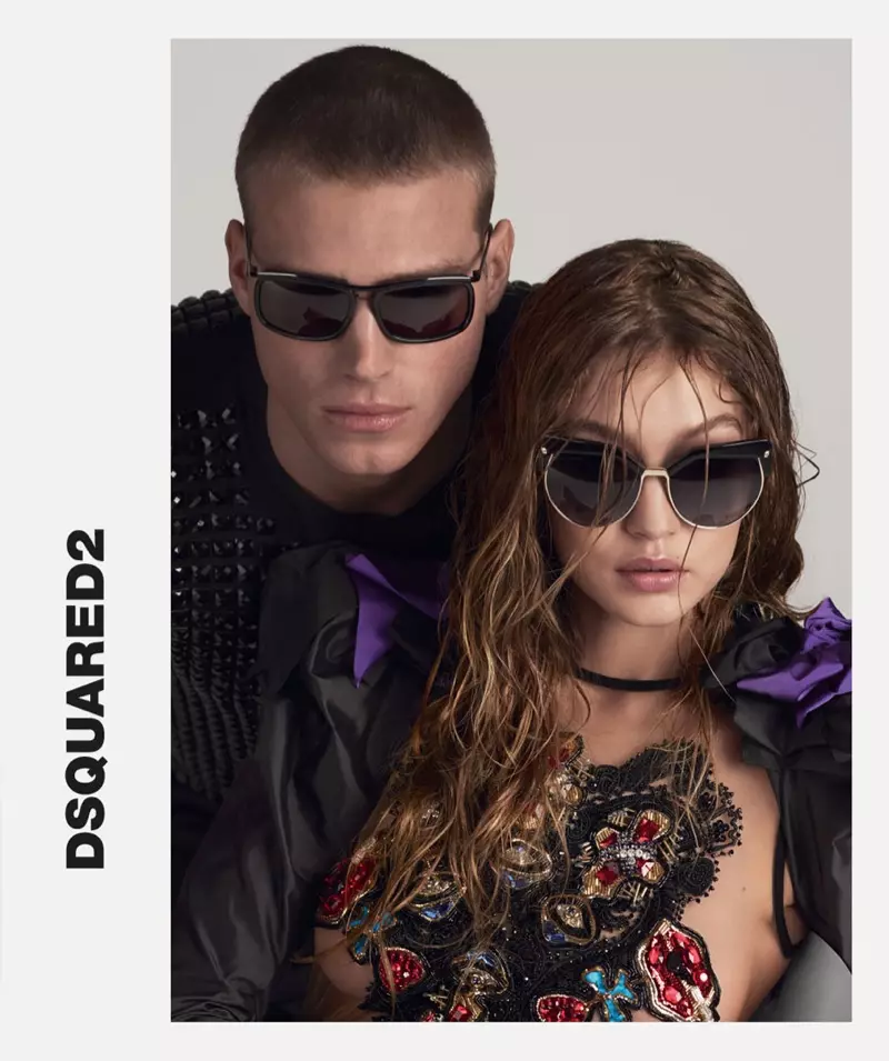 매튜 노즈카(Matthew Noszka)와 지지 하디드(Gigi Hadid)가 DSquared2의 2017년 봄 안경 캠페인에 등장했습니다.