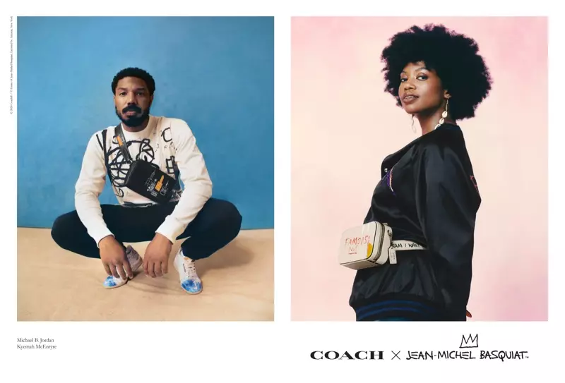 Michael B. Jordan an Kyemah McEntyre virun Coach x Jean-Michel Basquiat Campagne.