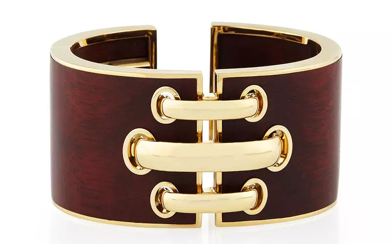 David Webb 18k Gold Bloodwood Shoelace Cuff Bracelet