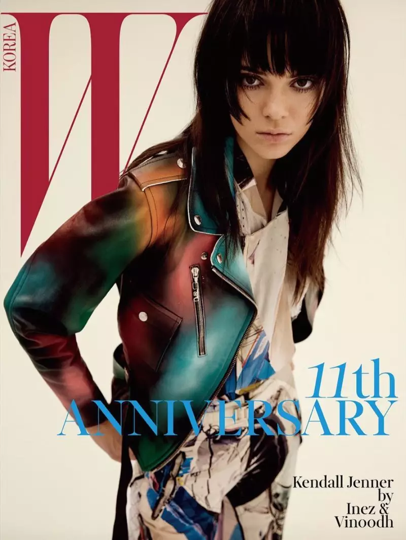 Kendall Jenner Works the Moto Jacket i W Korea Spread