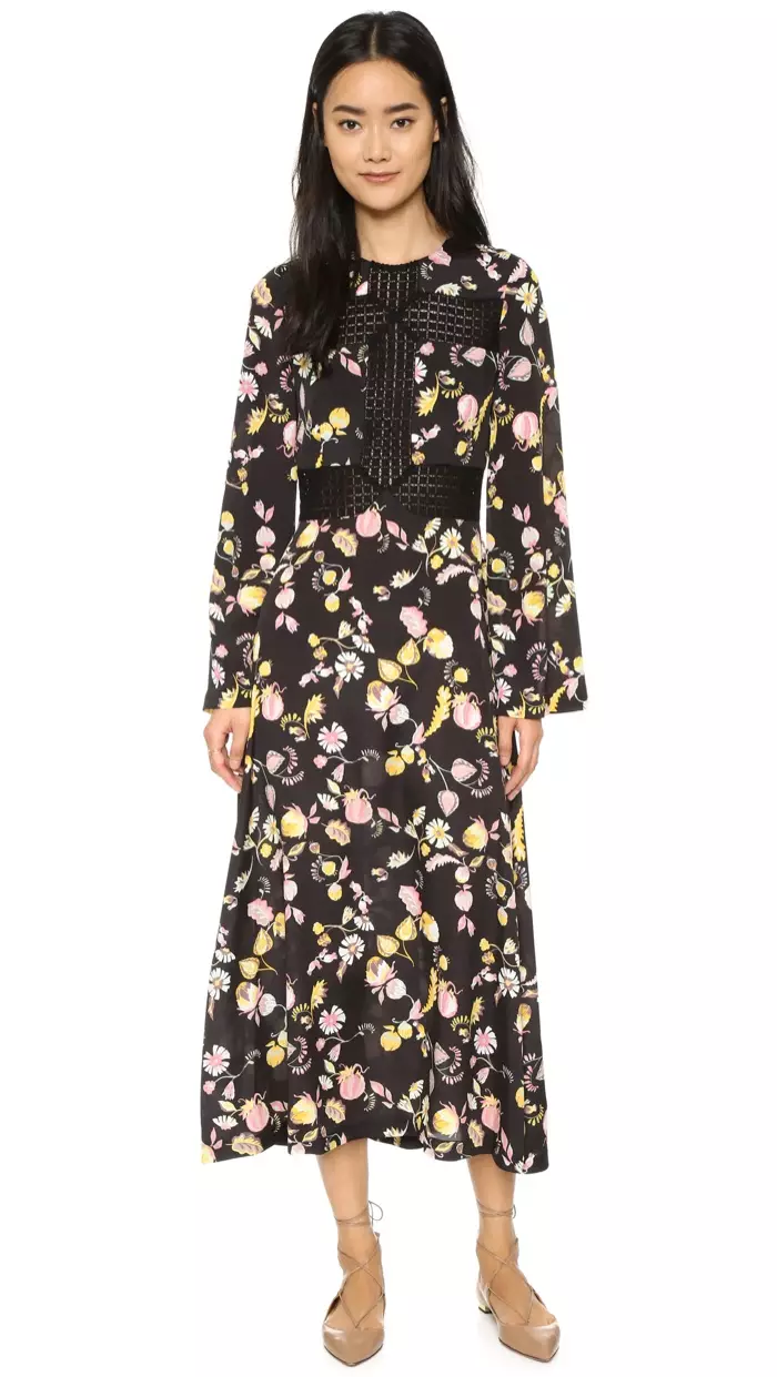 Jill Stuart Long Sleeve Maxi Dress with Floral Print