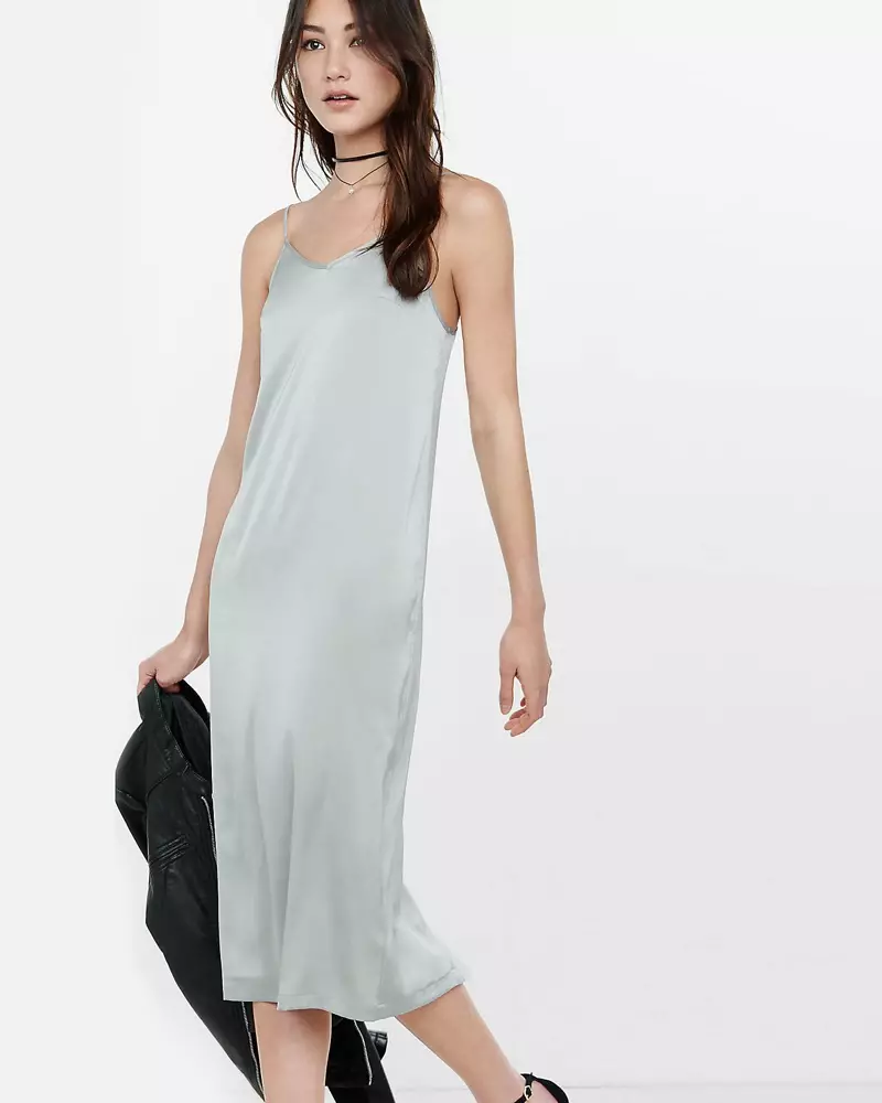 Express Silver Midi Slip Dress