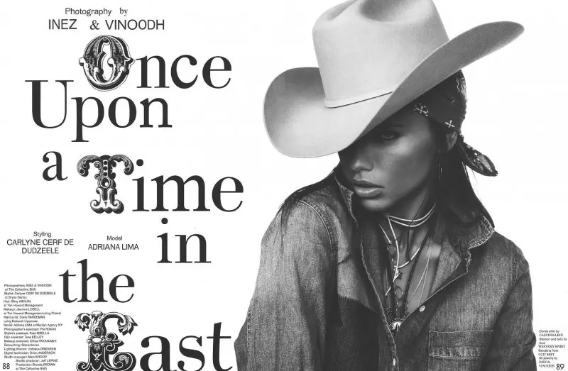 Adriana Lima Wows na Western Style maka Garage Shoot nke Inez & Vinoodh dere