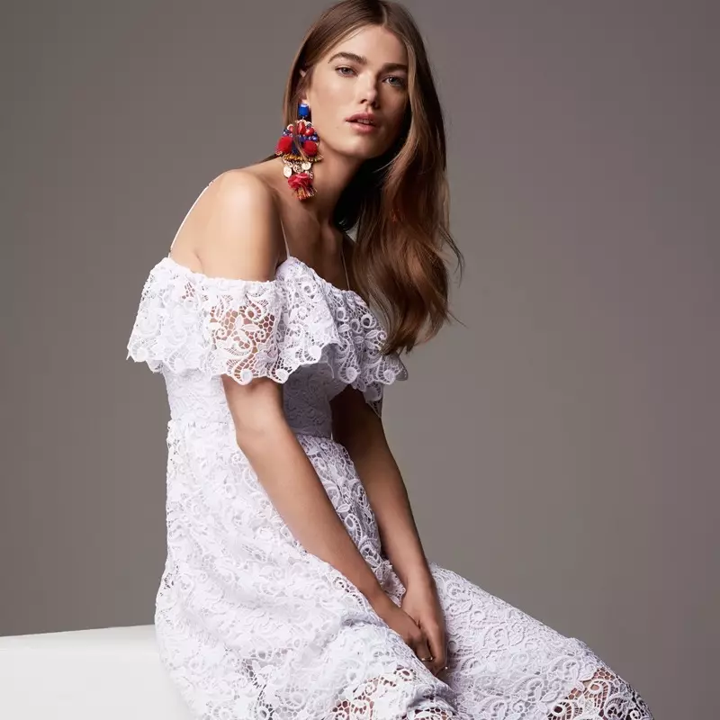 Rochie din dantelă fără umeri H&M