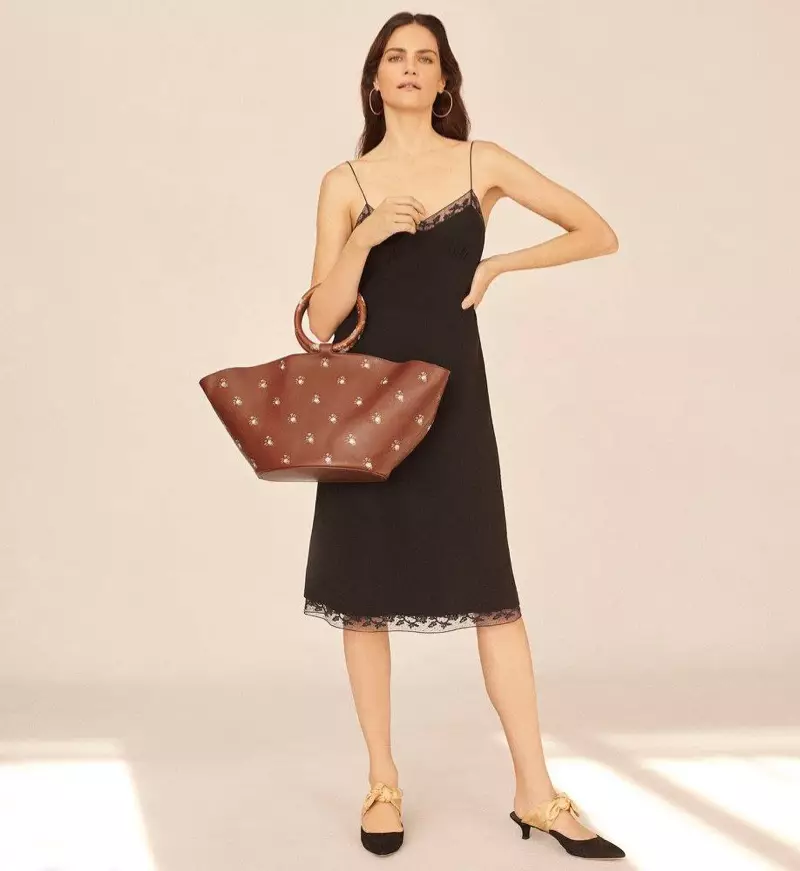 The Row Santi Silk Slip Dress, Sidney Garber Perfect Round Large Hoop Earrings and Market Bag