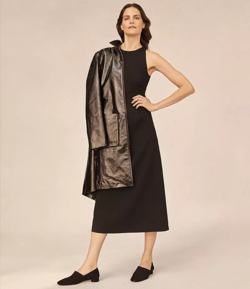 Ang Row Mendoa Patent Leather Coat, Lao Wool Crepe Dress ug Noelle Loafers