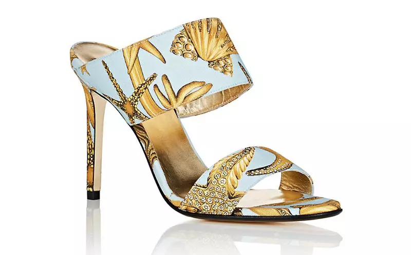 Versace Starfish-Print Faille Mules 795 USD