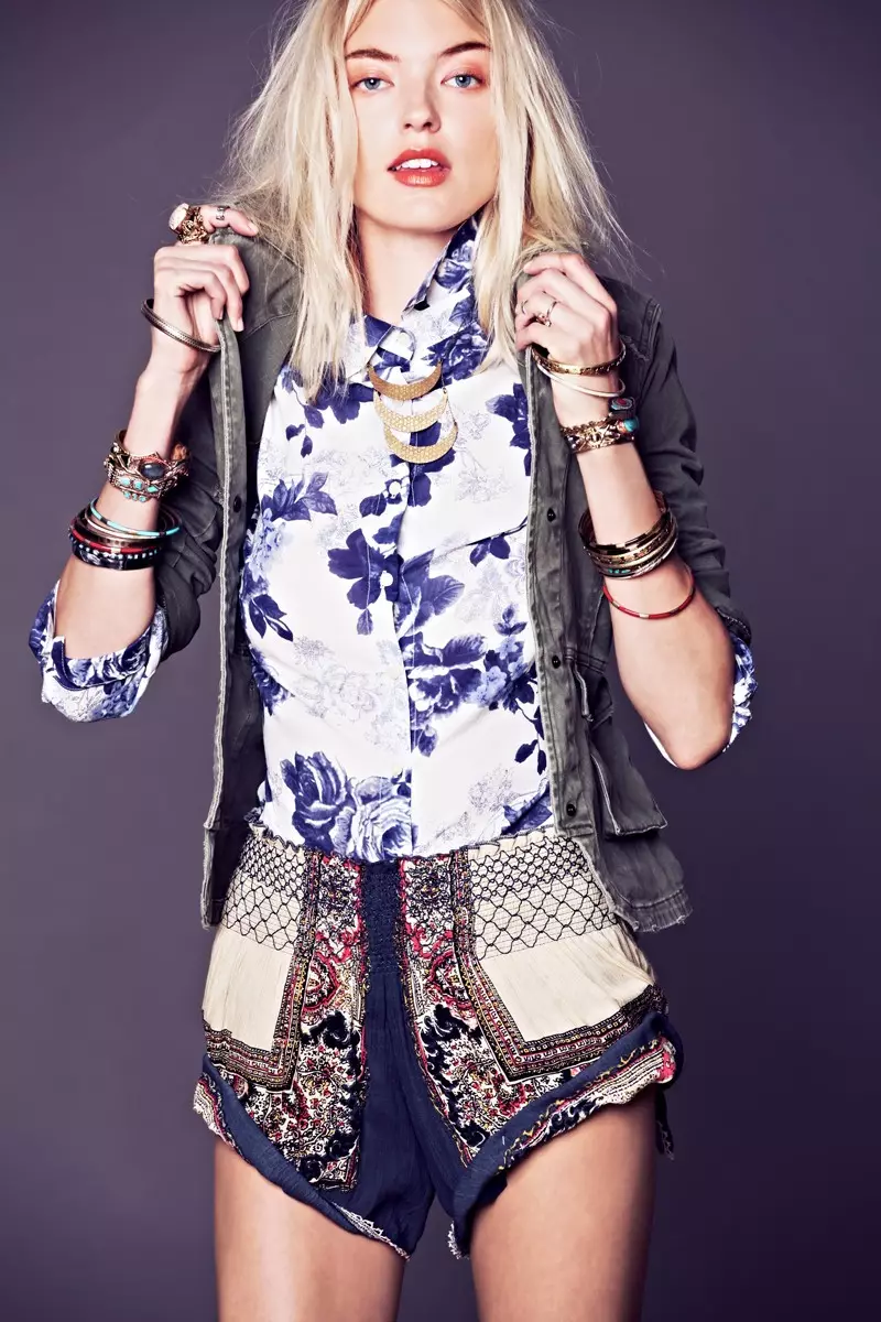 Martha Hunt Sports Flirty, Tomboy Style for Free People's January Lookbook