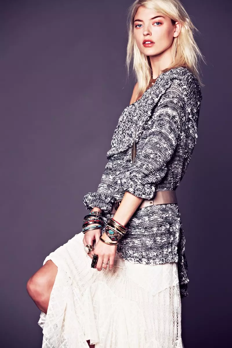 Martha Hunt Sports Flirty, Tomboy Style for Free People's January Lookbook