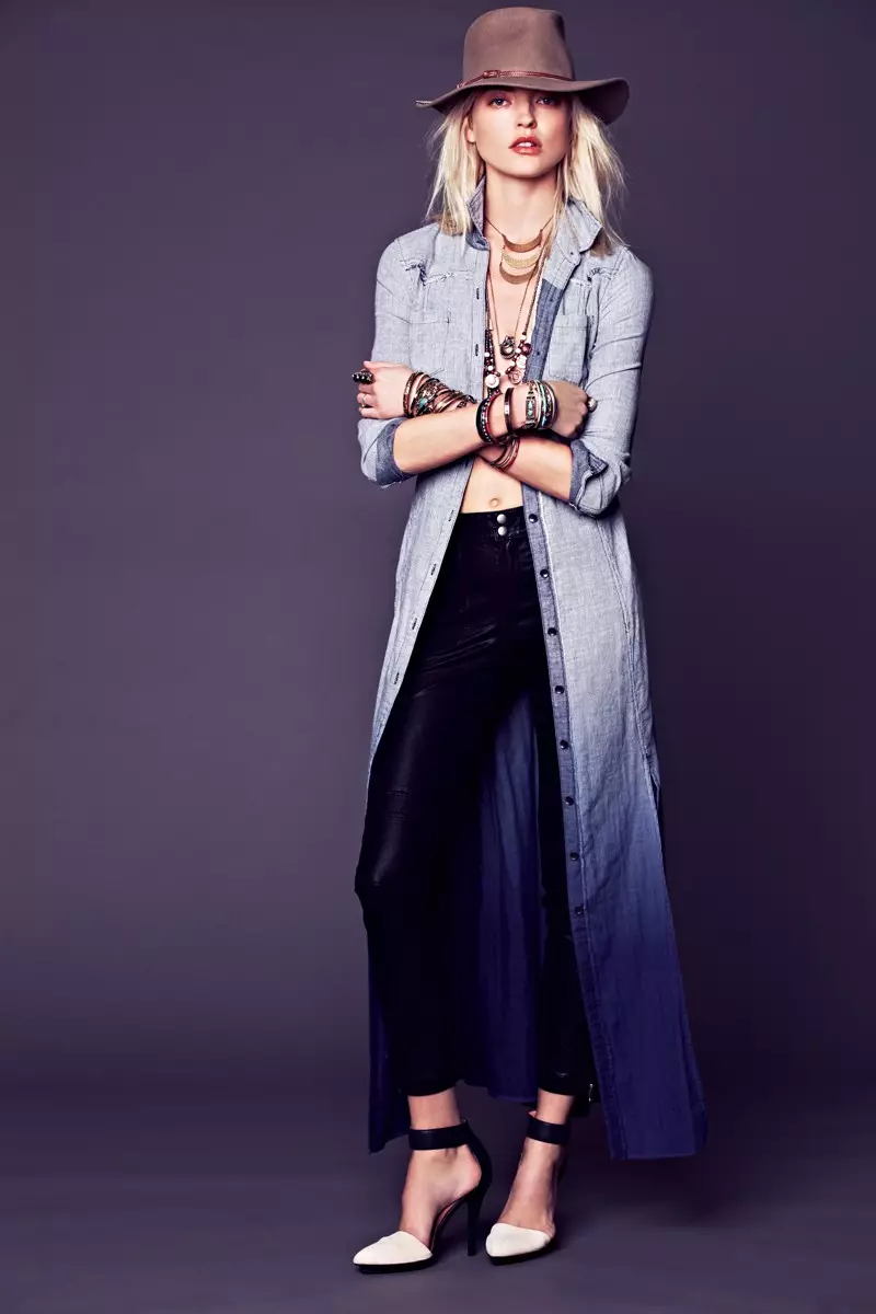 Martha Hunt Sports Flirty, Tomboy Style for Free People's January Lookbook