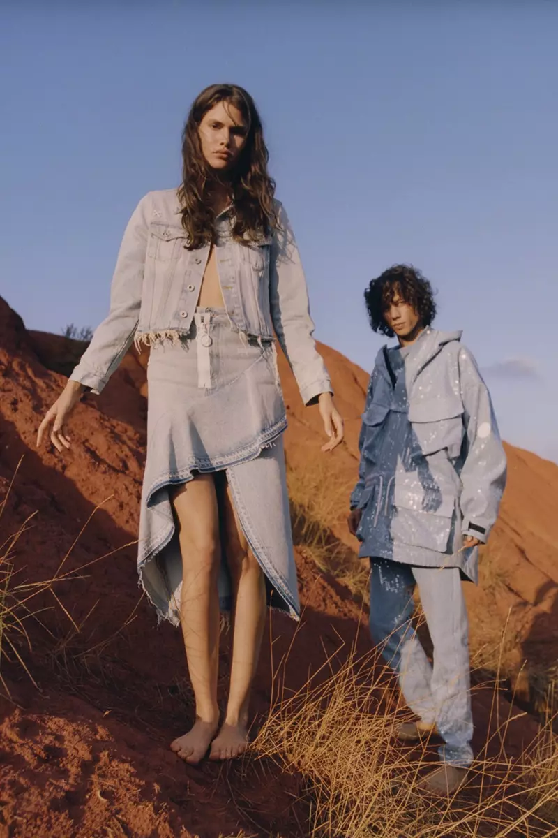 Vanessa Moody e Diogo Guerreiro na campanha Off-White Denim resort 2019