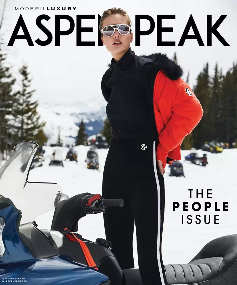 Kinga Trojan Models Luxe Ski Style för Aspen Peak