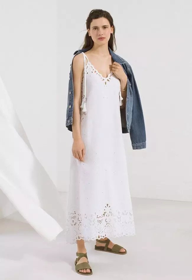 Robe brodée en lin et coton Theory