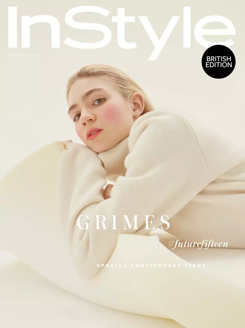 Grimes na obálke InStyle UK 15. výročie októbra 2016