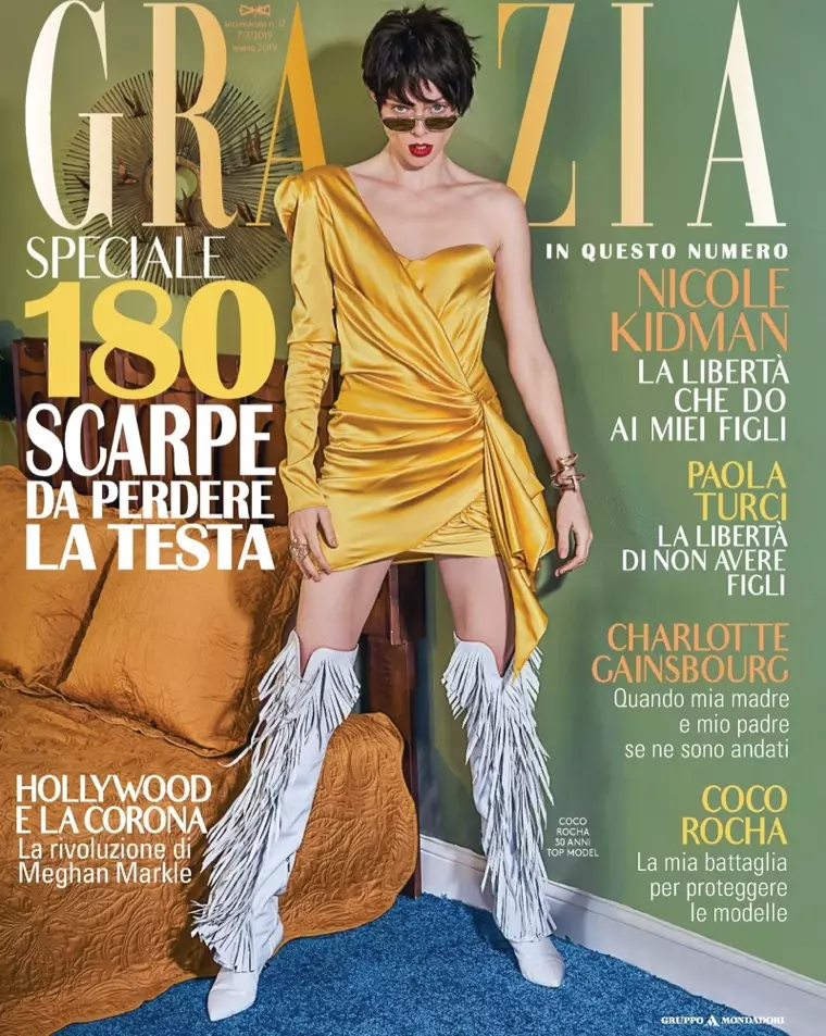 Coco Rocha modellerar retrostil för Grazia Italien