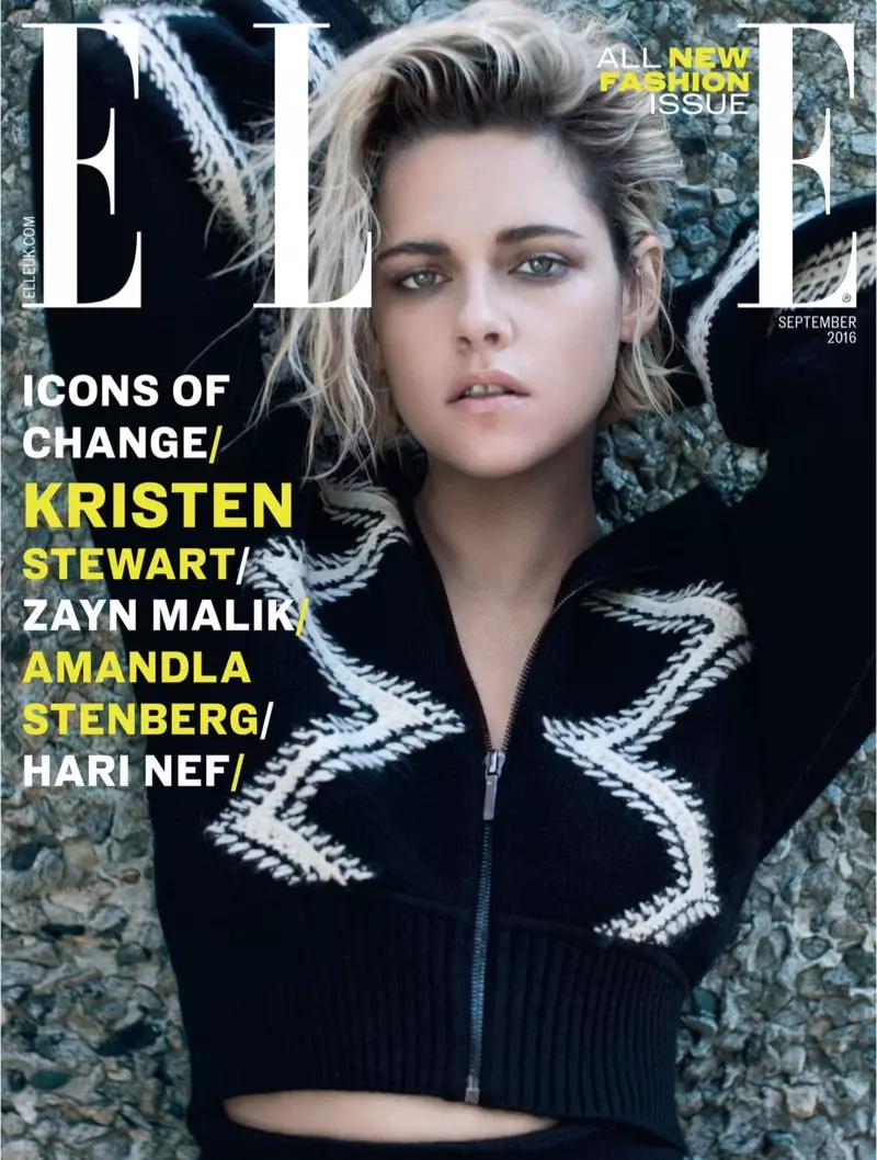 Kristen Stewart ELLE UK සැප්තැම්බර් 2016 කවරයේ Chanel පැළඳ සිටී